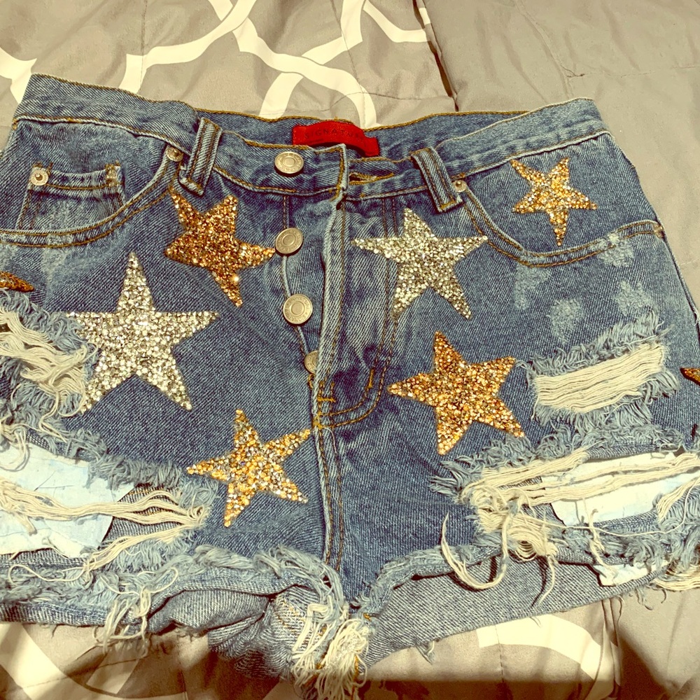 Sequin star and moon shorts